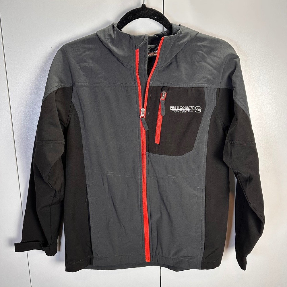 Free Country Mens Med FCXtreme Jacket Gray‎ Orange Active Hooded Winter Coat